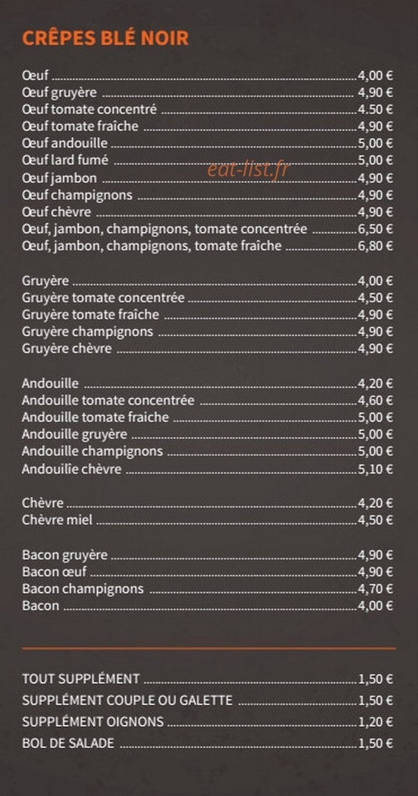 La Crêperie des étangs — carte page 4
