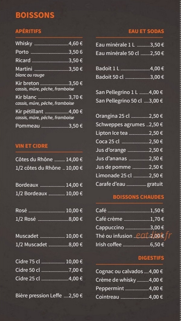 La Crêperie des étangs — carte page 2