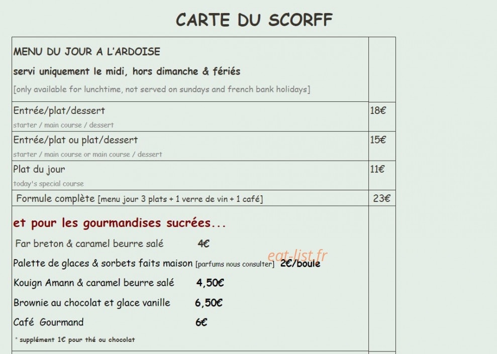 Auberge de Pont Calleck — carte page 3