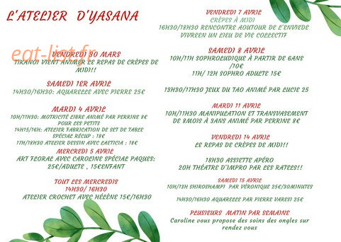 L'Atelier d'Yasana — carte page 1