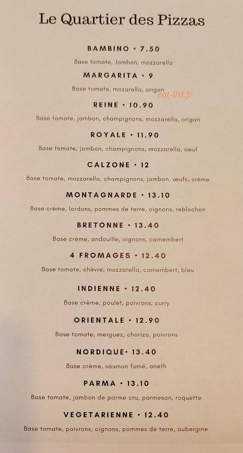 Le QG restaurant — carte page 1