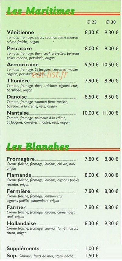Bueno Pizza — carte page 4