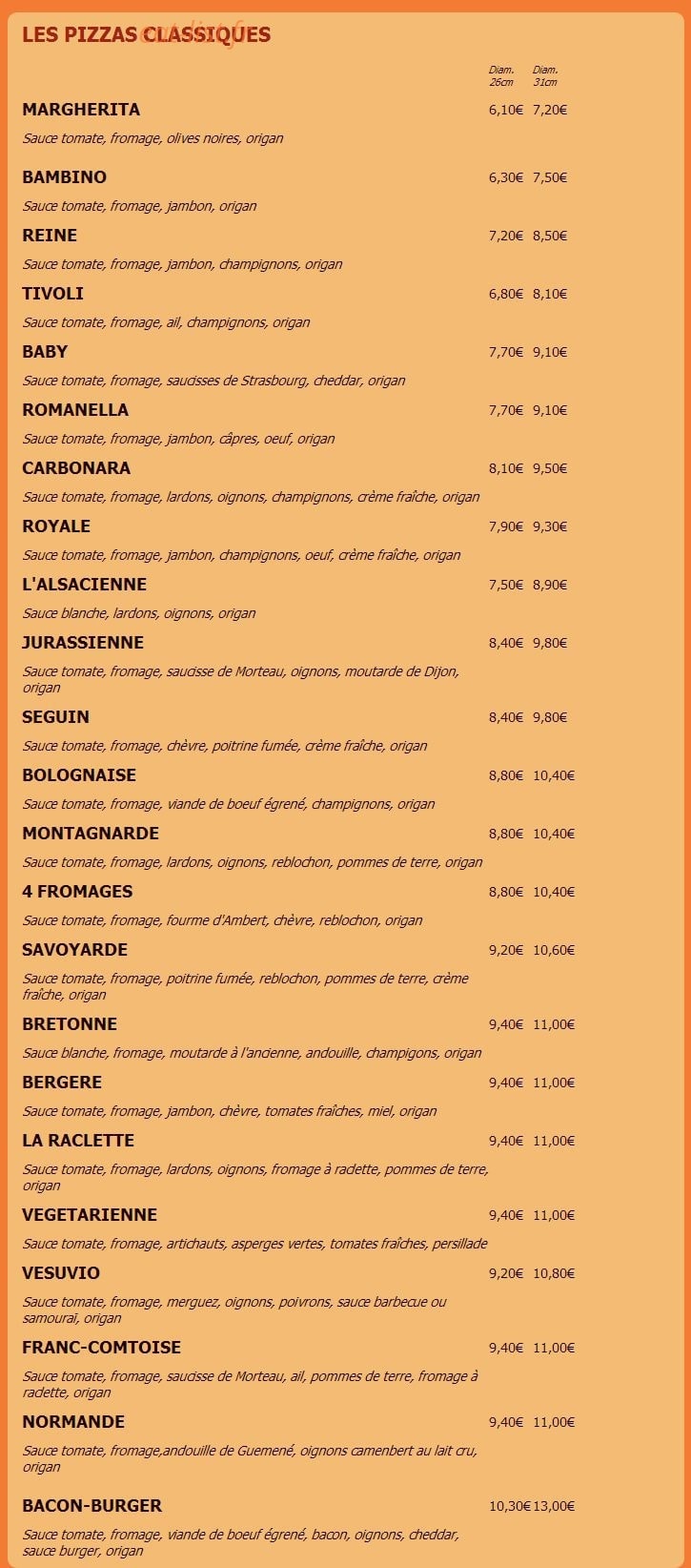 Pizzas du golfe — carte page 1