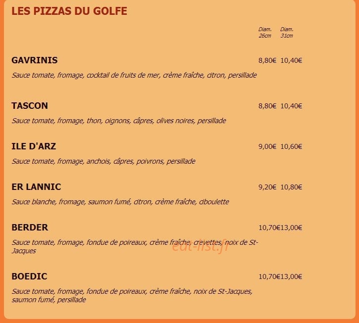 Pizzas du golfe — carte page 3