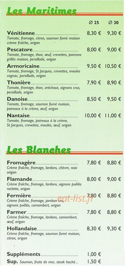 Bueno Pizza — carte page 4