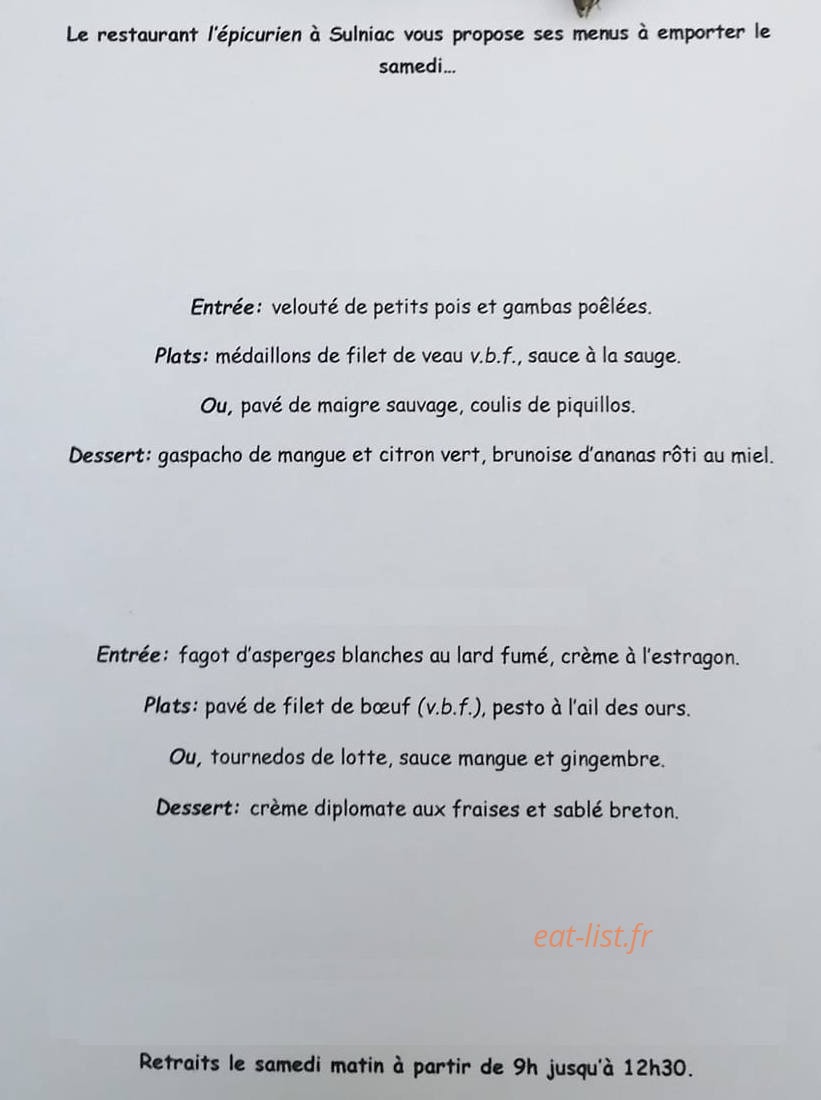 L' Épicurien — carte page 1
