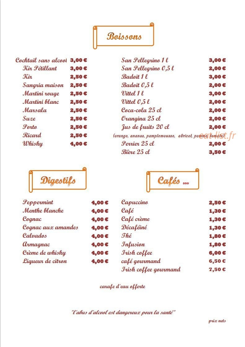 Auberge des Biches — carte page 1
