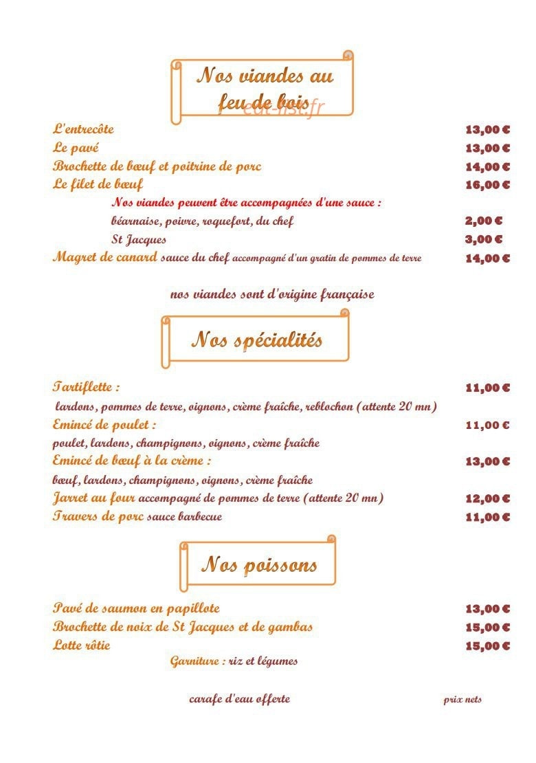 Auberge des Biches — carte page 3