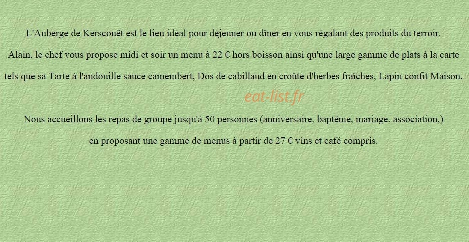 Auberge de Kerscouët — carte page 1