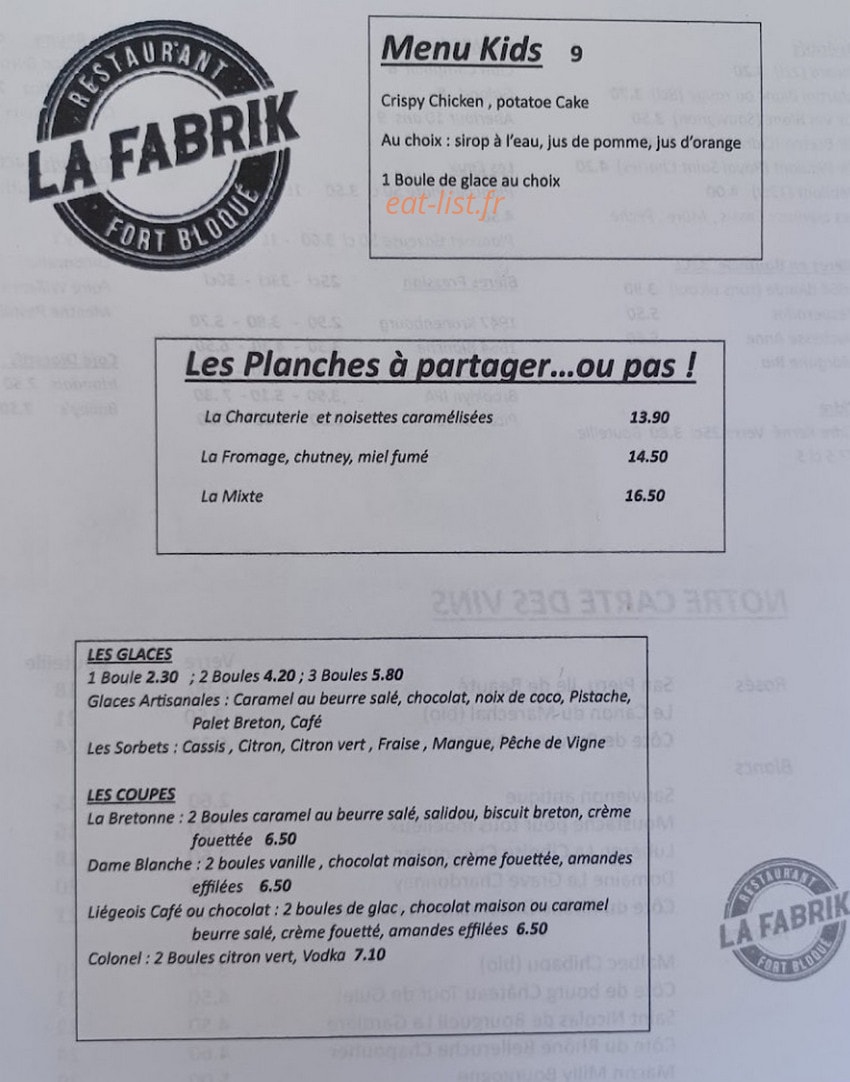 La Fabrik — carte page 2