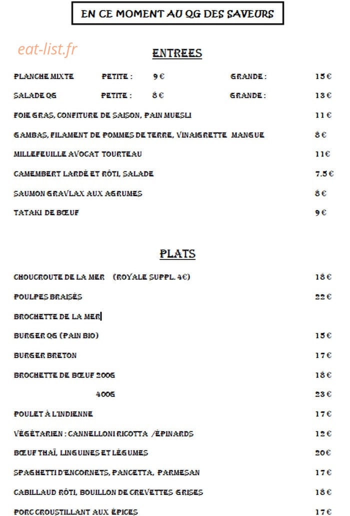 Le QG des saveurs — carte page 1