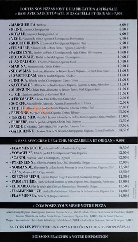 Ty Jeff Pizza's — carte page 2