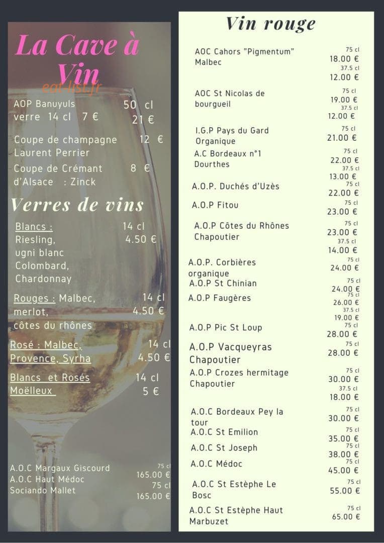 Auberge de l'île — carte page 1