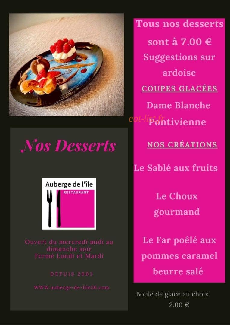 Auberge de l'île — carte page 4