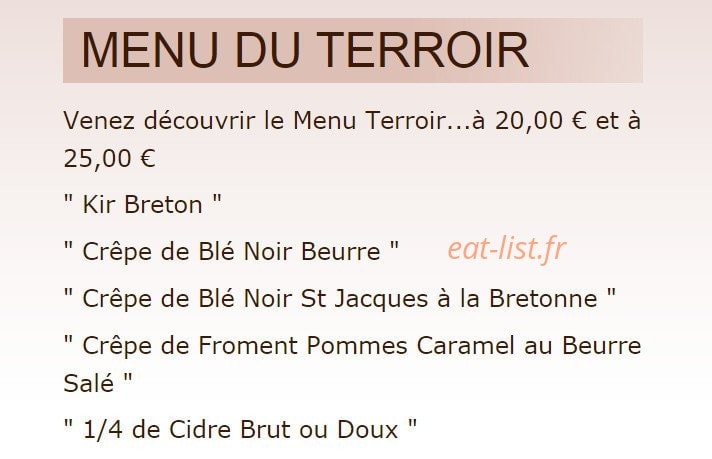 Crêperie Le Sarrazin — carte page 2
