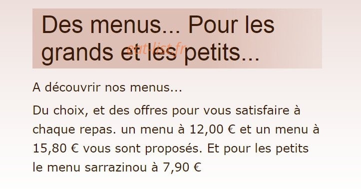 Crêperie Le Sarrazin — carte page 1