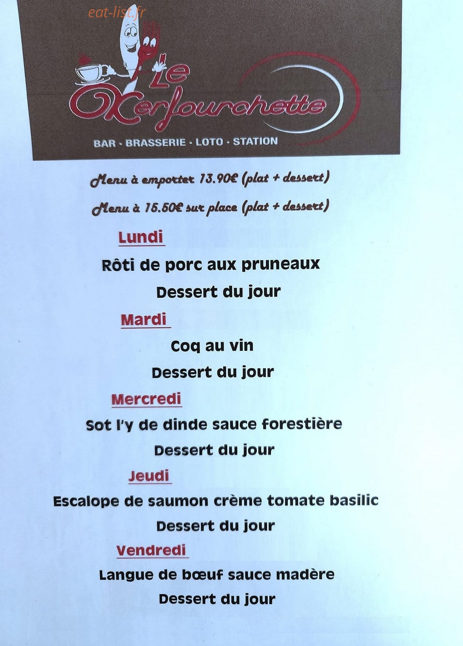Le Kerfourchette — carte page 1