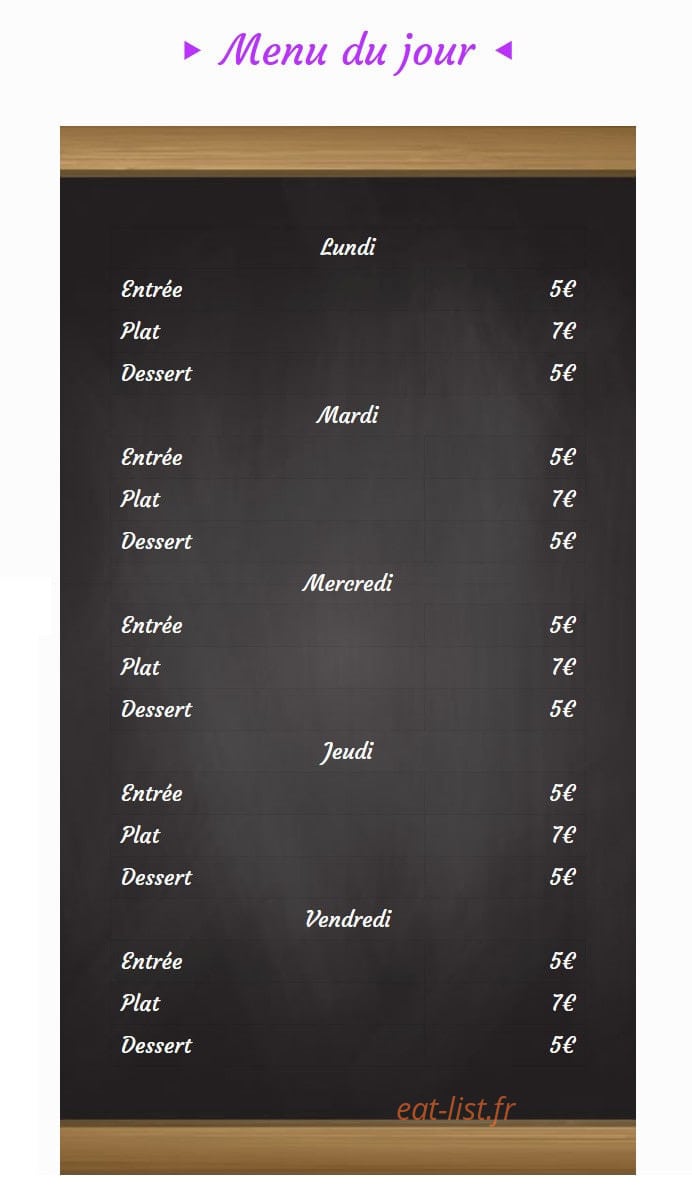 Le Relais Saint Hubert — carte page 1