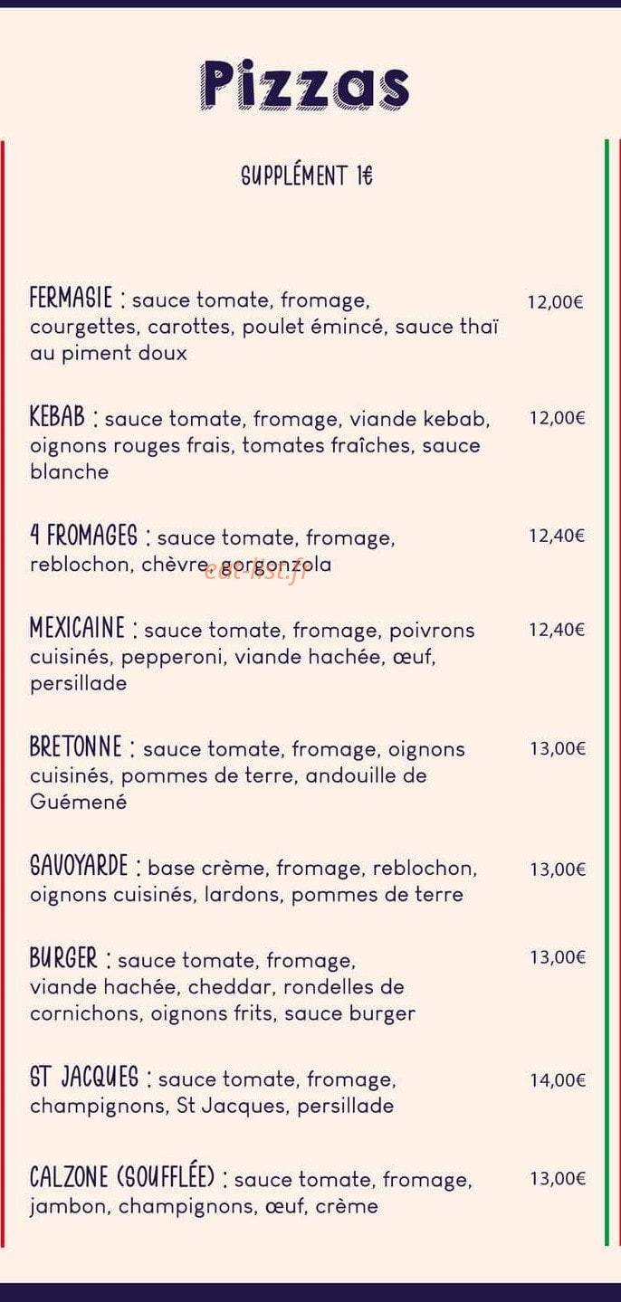 Halles aux Pizzas — carte page 3