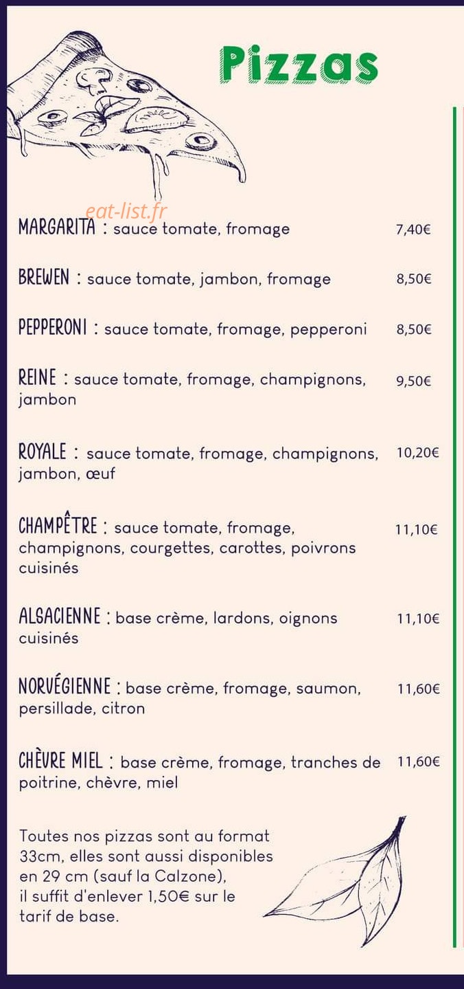 Halles aux Pizzas — carte page 2
