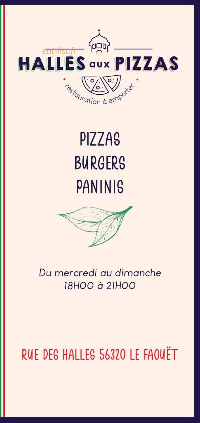 Halles aux Pizzas — carte page 1