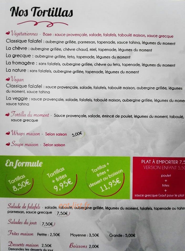 D'Bo Délices — carte page 1
