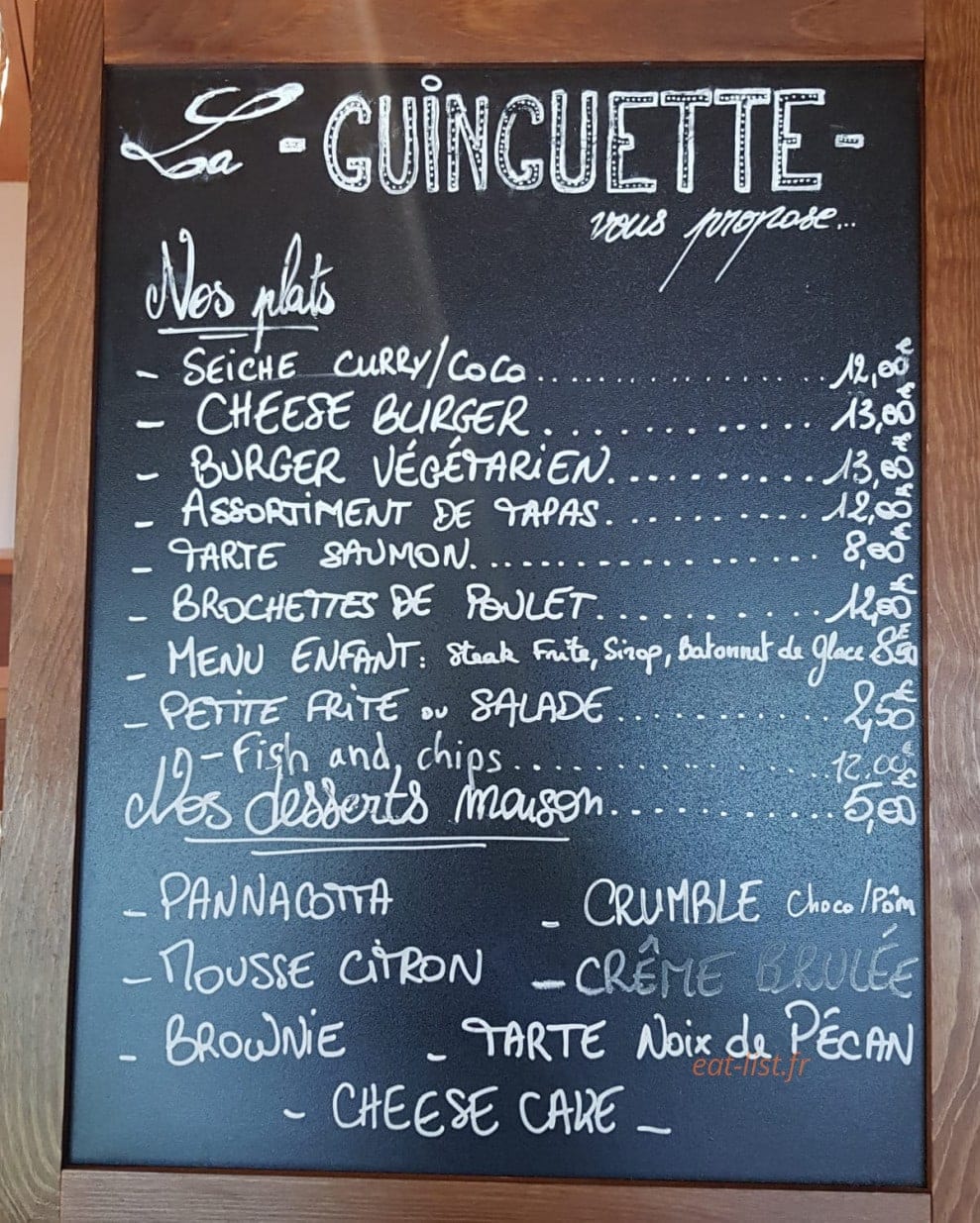 La Guinguette du Petit Bois — carte page 1