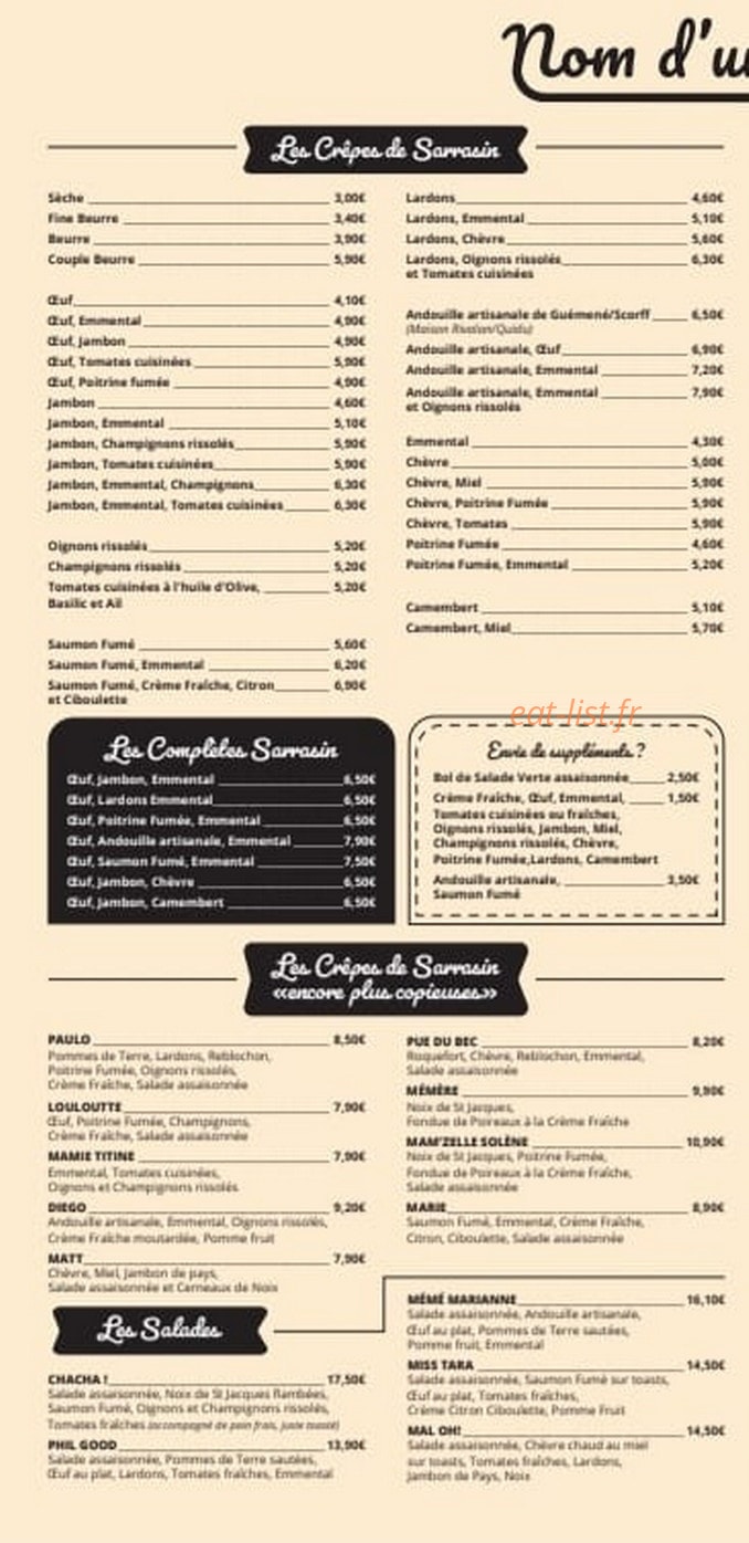 Nom d'une crêpe ! — carte page 1