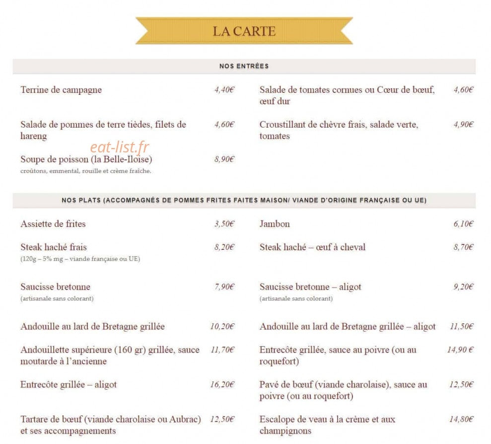 Crêperie Le Vorlen — carte page 1