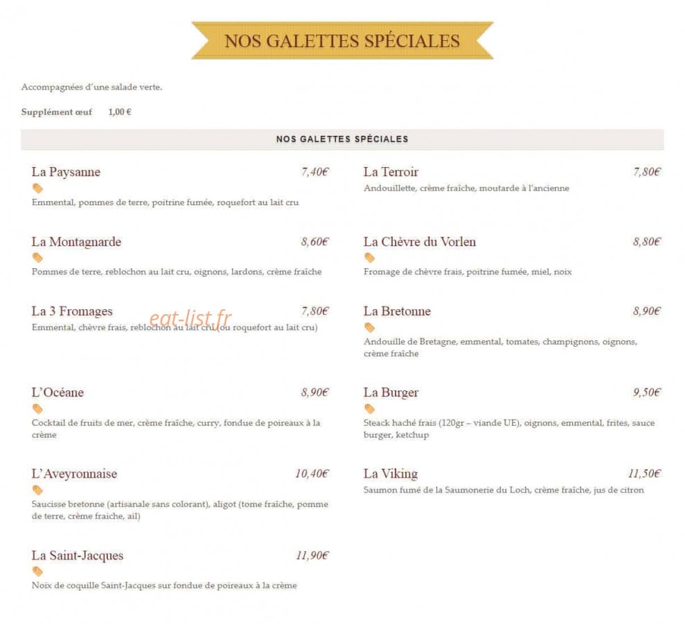 Crêperie Le Vorlen — carte page 4