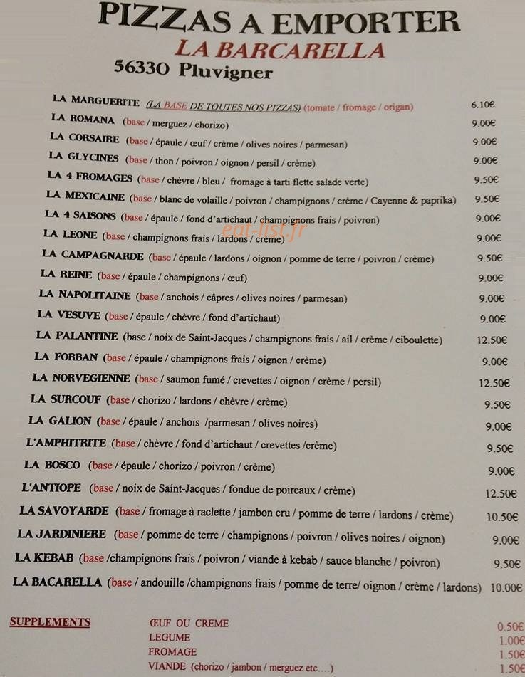 La Barcarella — carte page 1