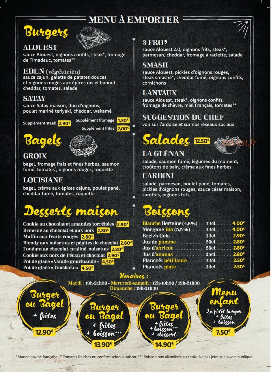 Un Burger à L'Ouest — carte page 1