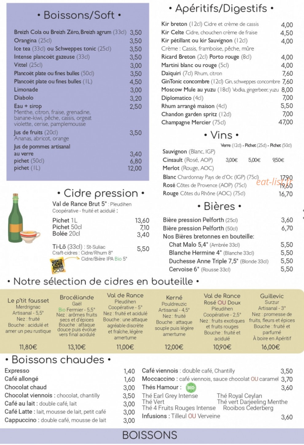 La Bigoudène — carte page 5