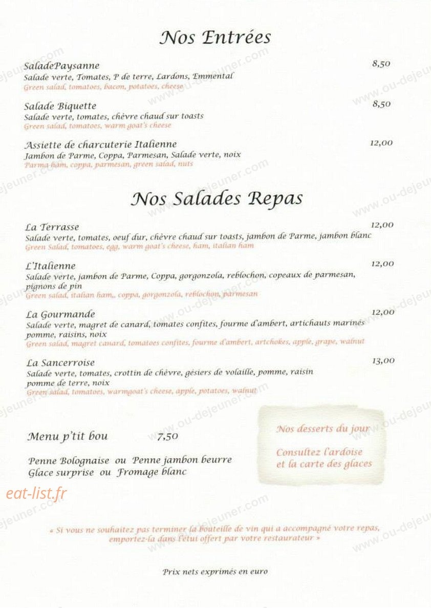 La Terrasse — carte page 3