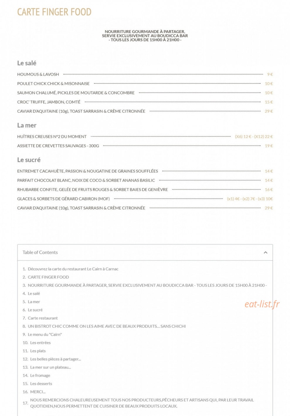 Le Cairn — carte page 1