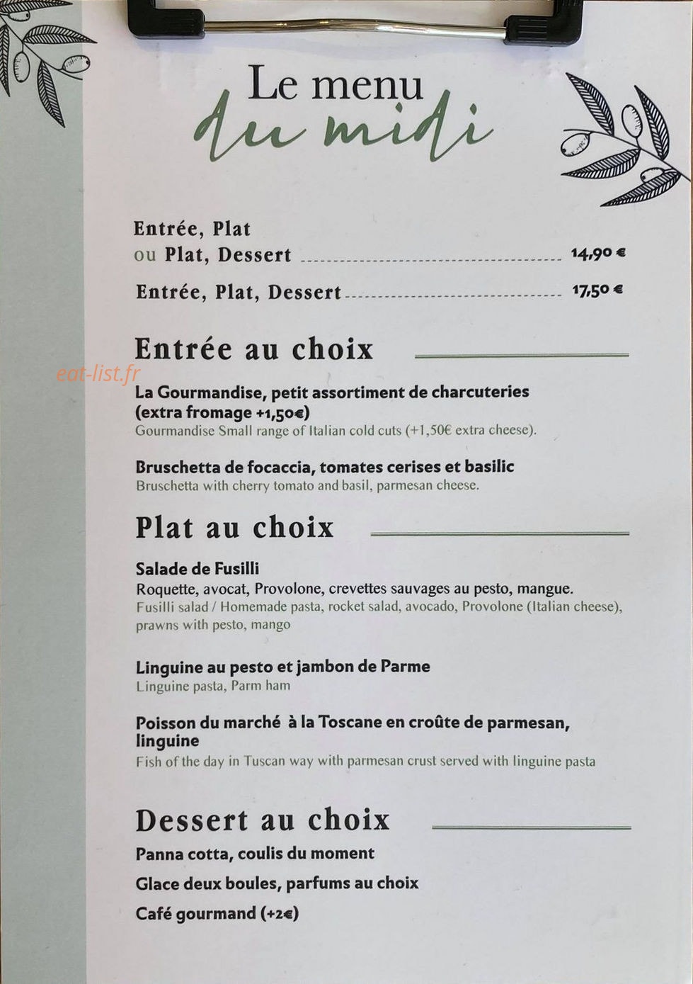 Le Grissini — carte page 5