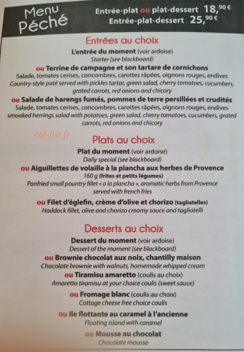 Le Péché Gourmand — carte page 2