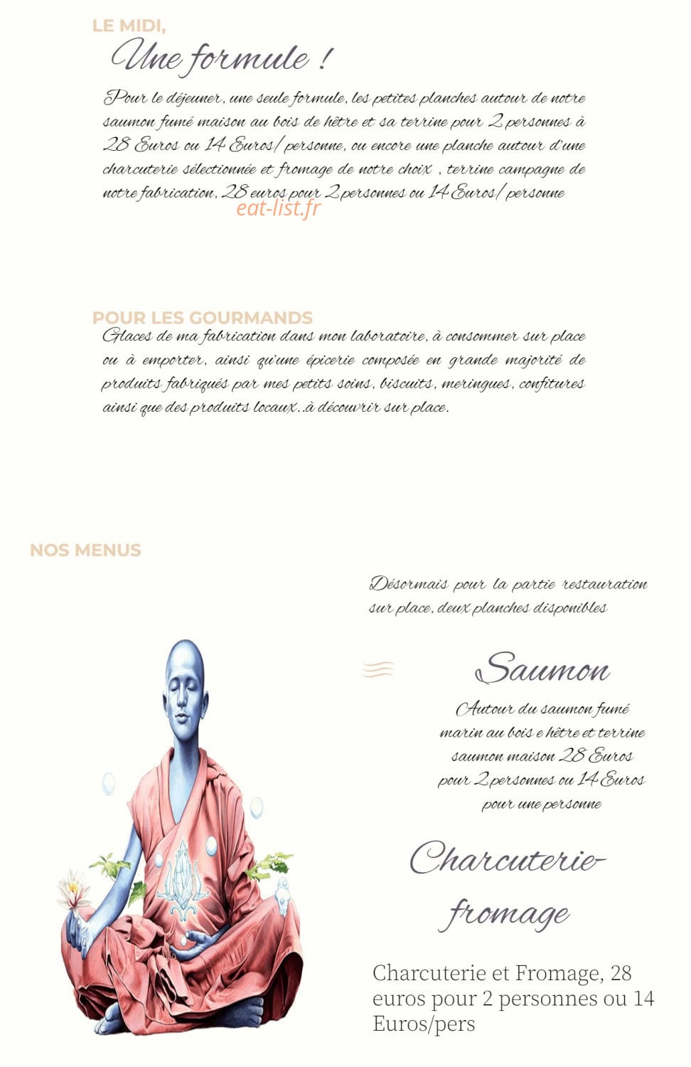 Les Glaces du Bouddha Bleu Carnac — carte page 1