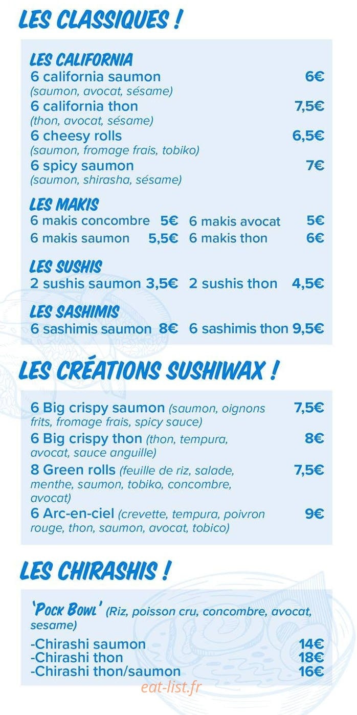 Sushi Wax — carte page 3