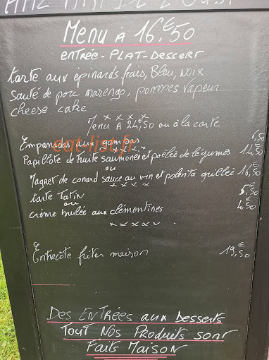 Carte et menu de Au Haz'Art De L'Oust à Saint Vincent sur Oust — L'ardoise