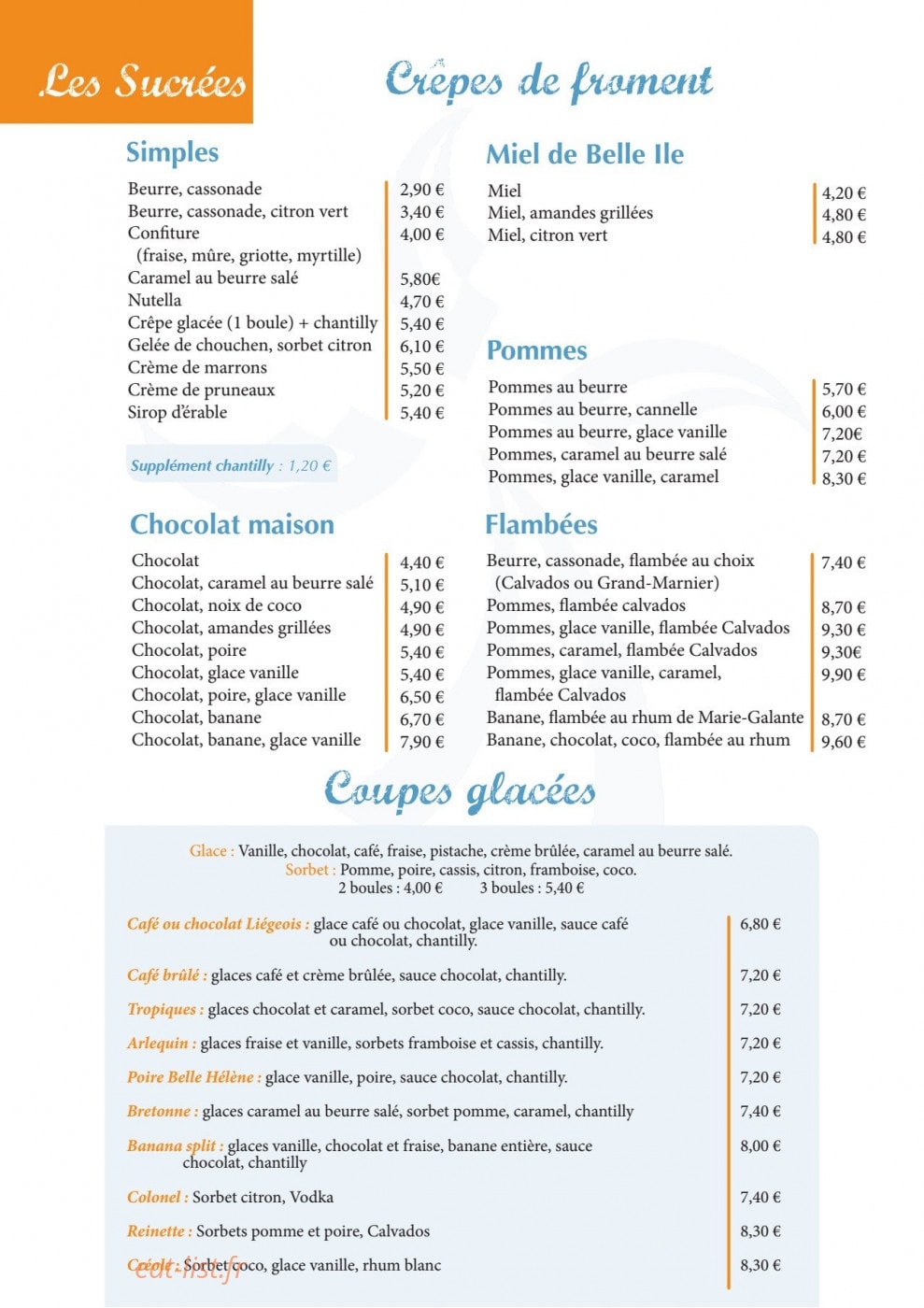 Crêperie Coton — carte page 2