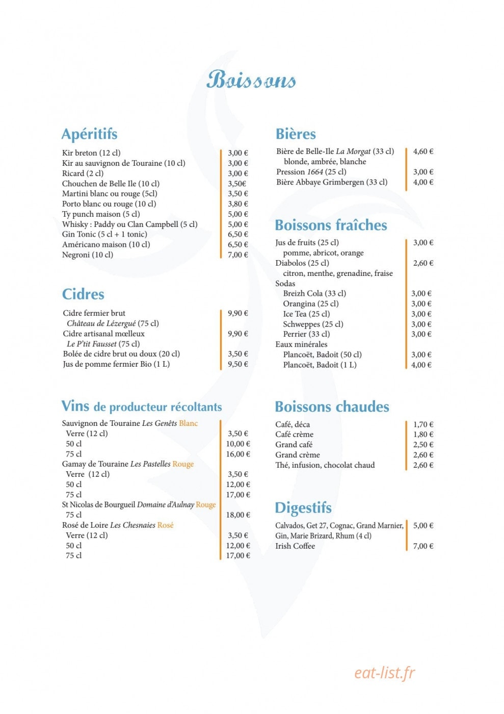 Crêperie Coton — carte page 3