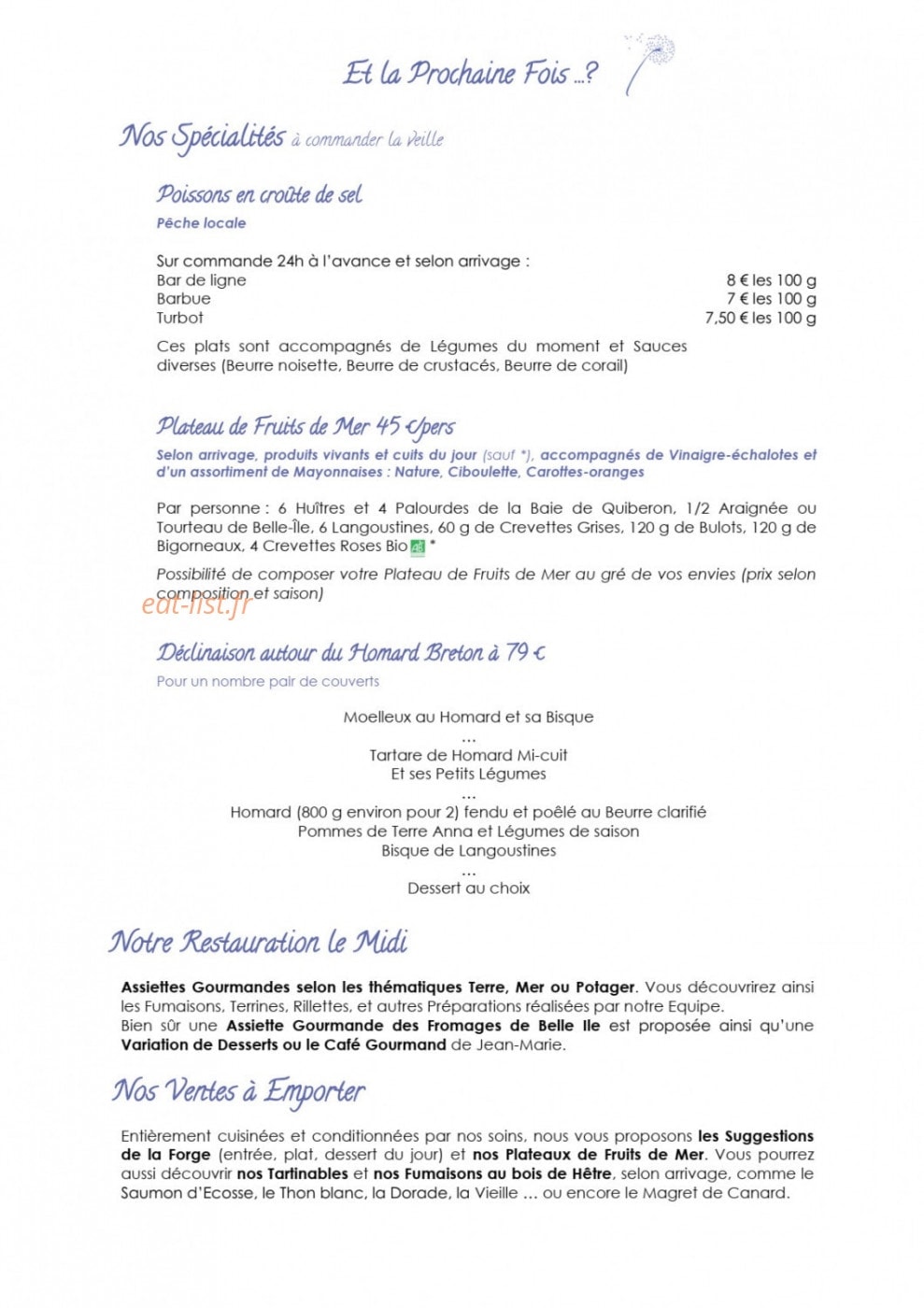 La Table de la Désirade — carte page 2