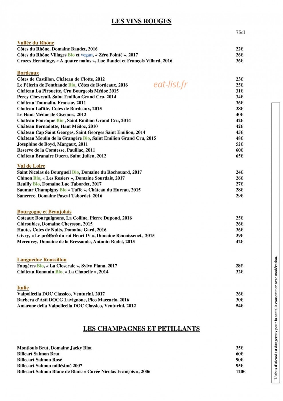 La Table de Corto — carte page 6