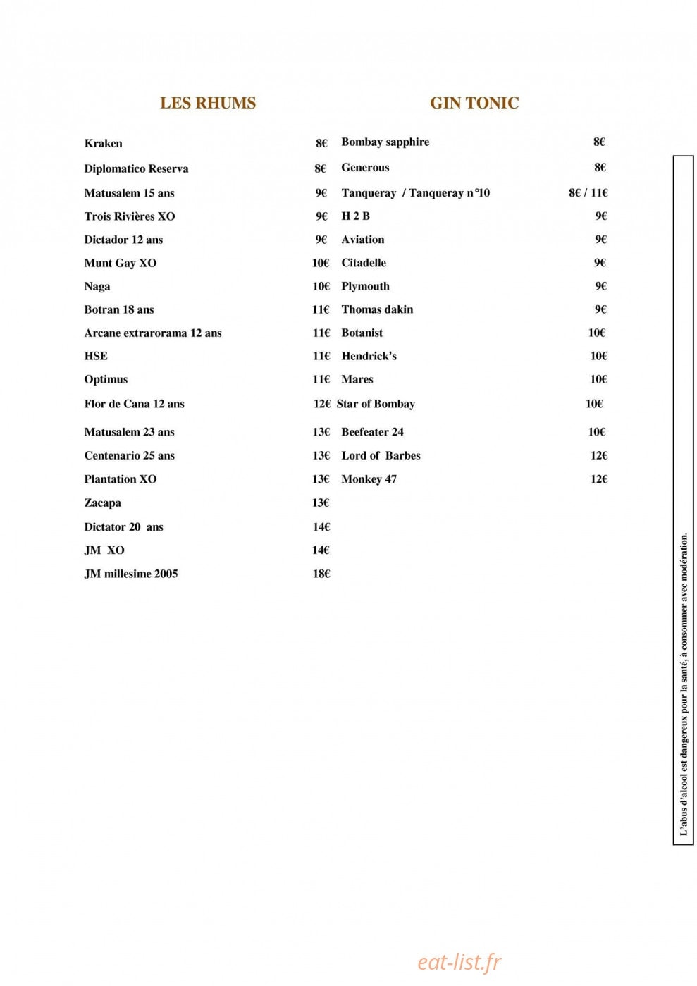 La Table de Corto — carte page 8