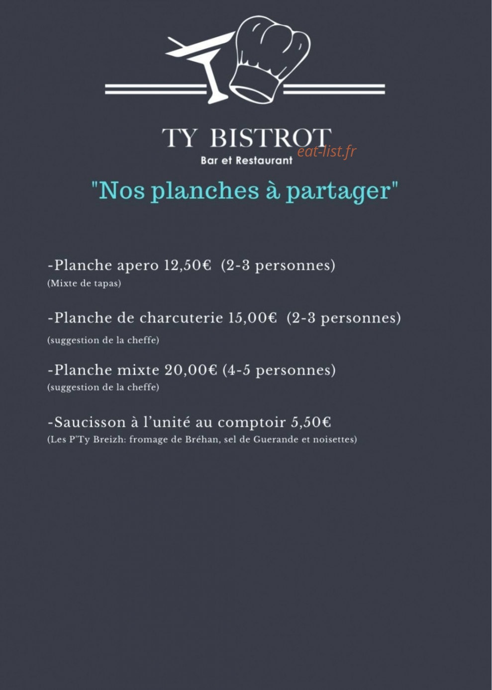 Ty bistrot — carte page 2