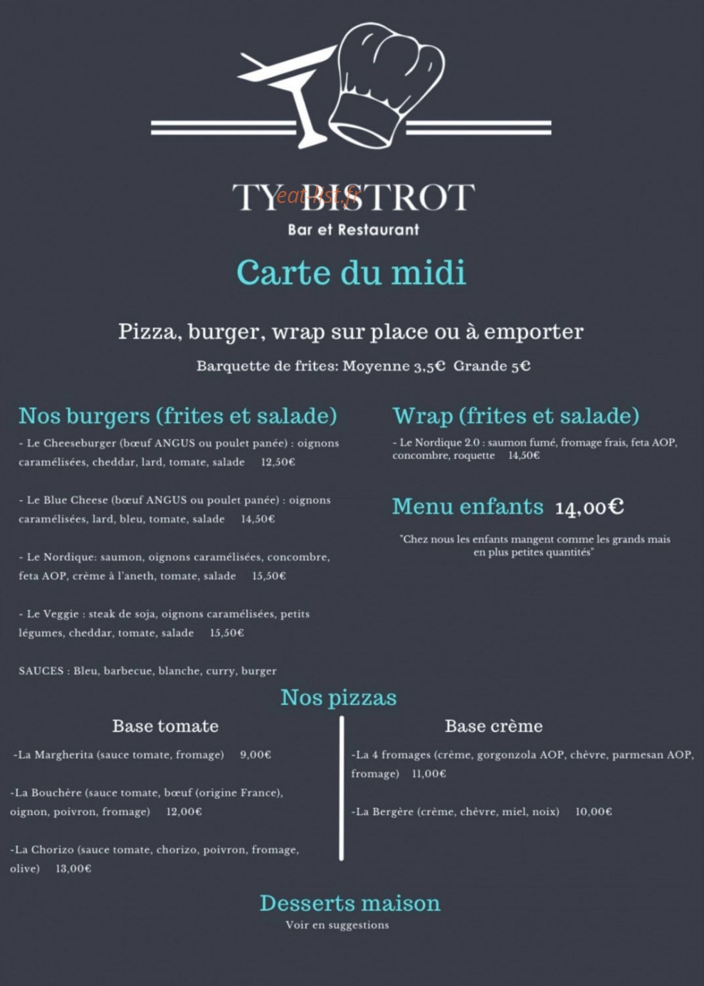 Ty bistrot — carte page 1