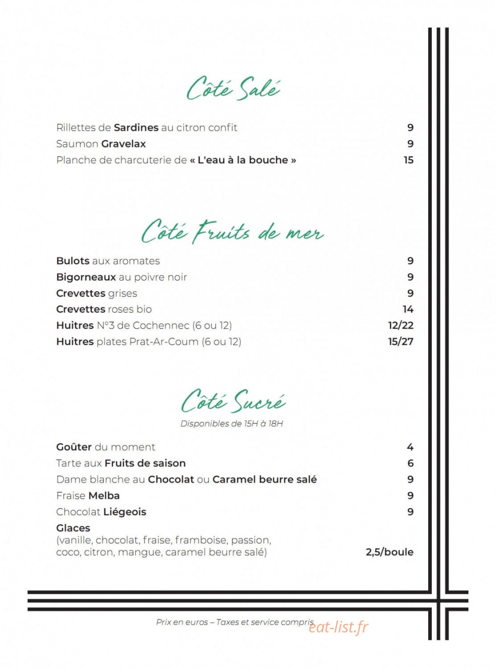 Hôtel du Phare — carte page 4