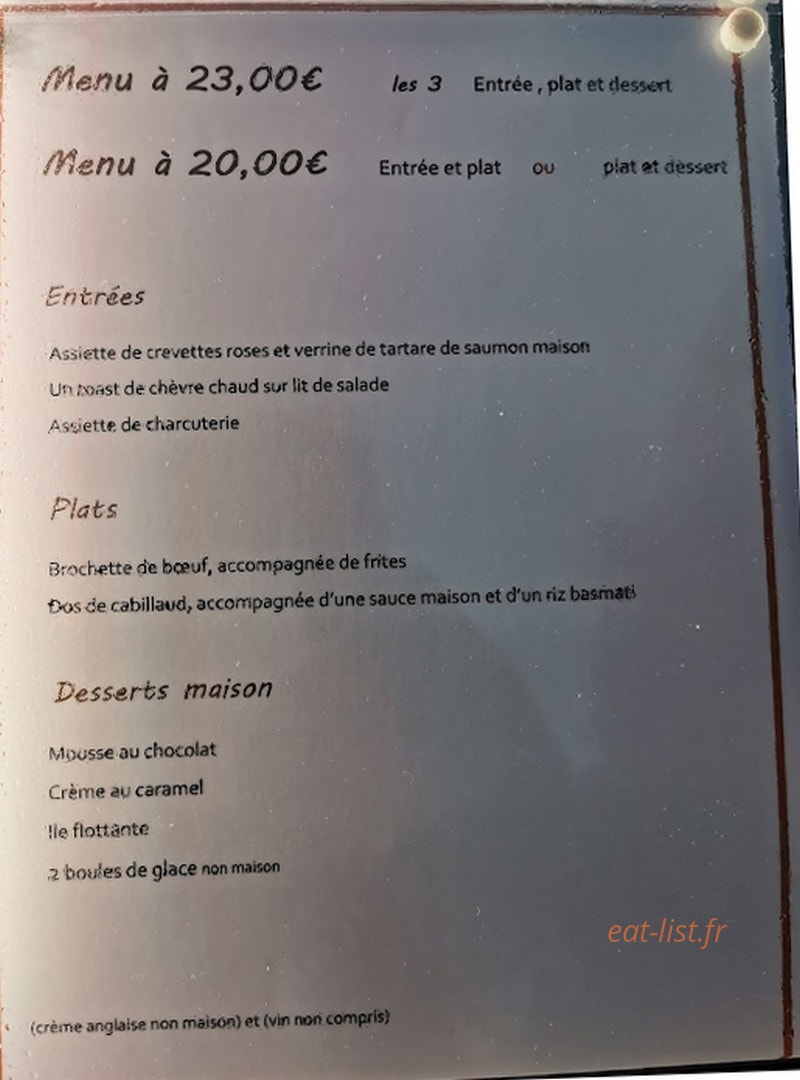 La Taverne — carte page 1