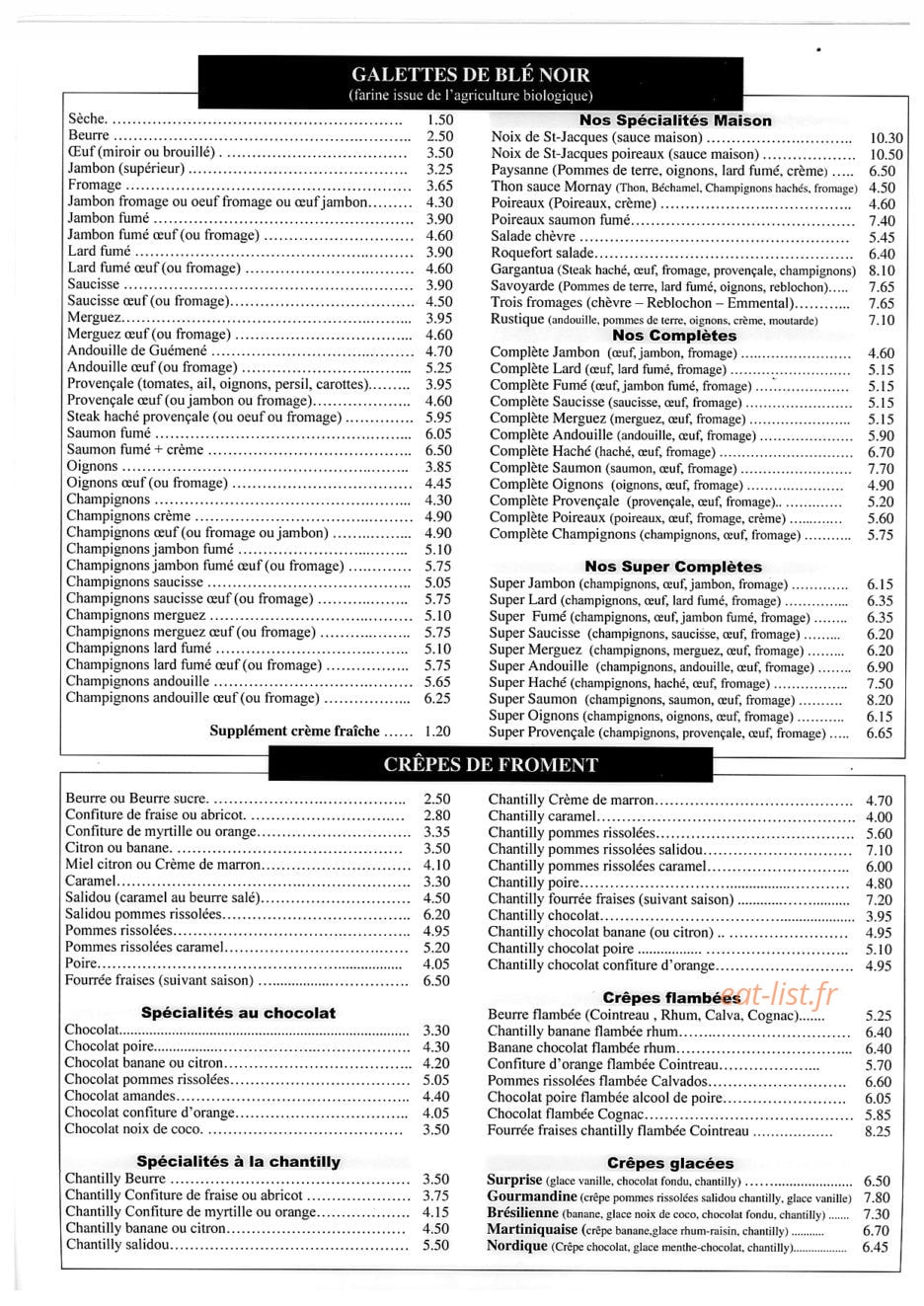 Crêperie Du Puits — carte page 1